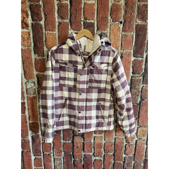 Burton Jackets & Blazers - Burton Womens Purple Checkered Full Zip Hooded Ski Snowboard Jacket Size Medium